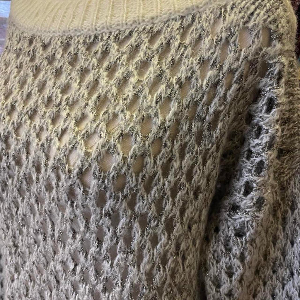 Silver knitted mesh jumper