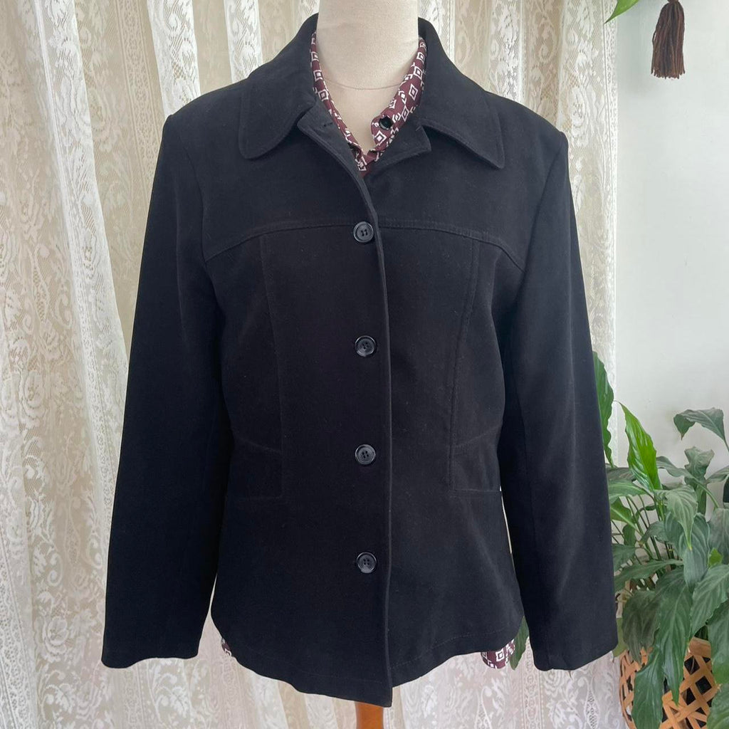 Womens Black Button Up Blazer Jacket