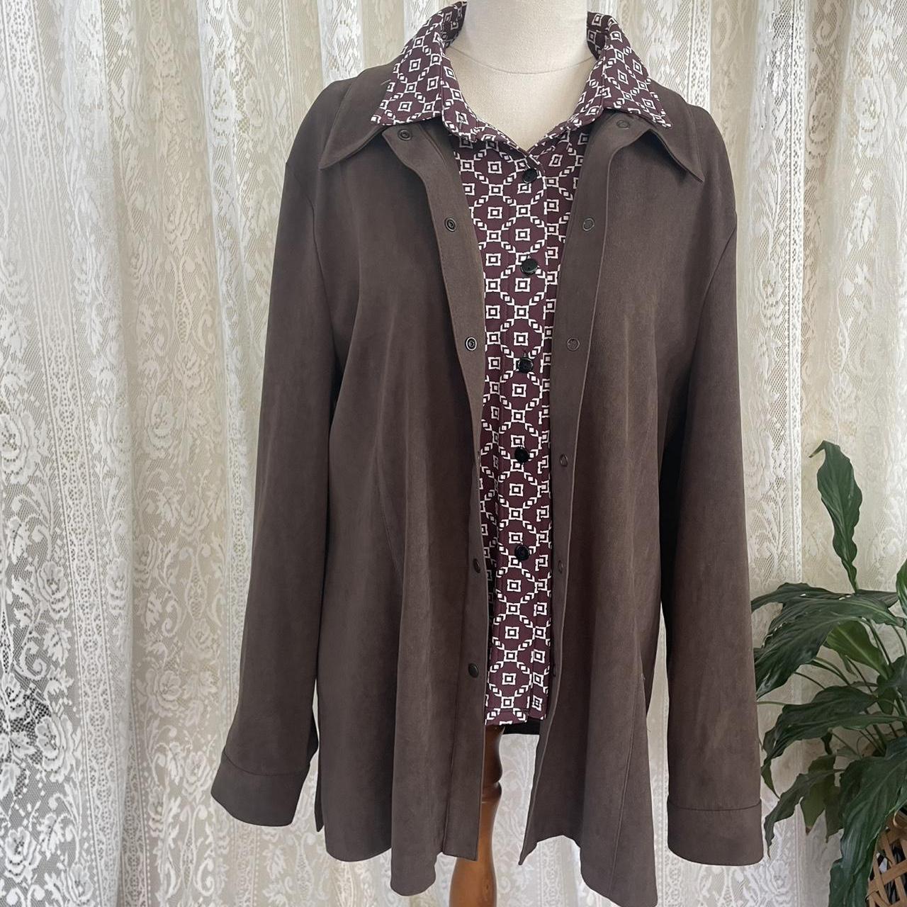 Brown suede look over shirt