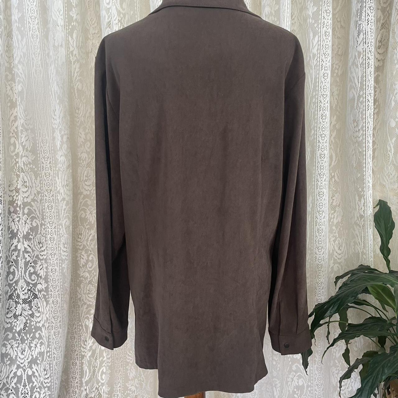 Brown suede look over shirt