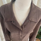 Brown suede look over shirt