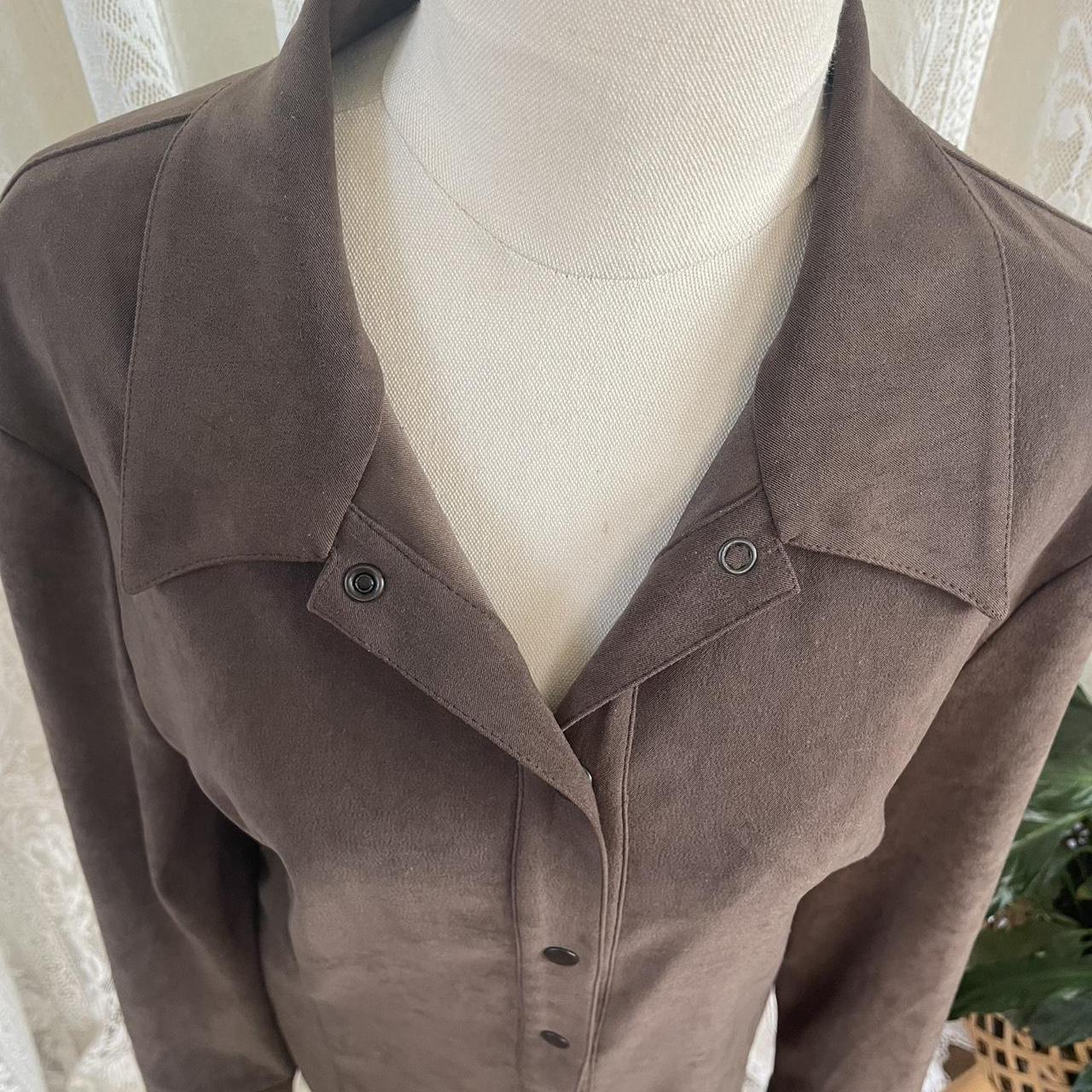 Brown suede look over shirt