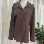 Brown suede look over shirt