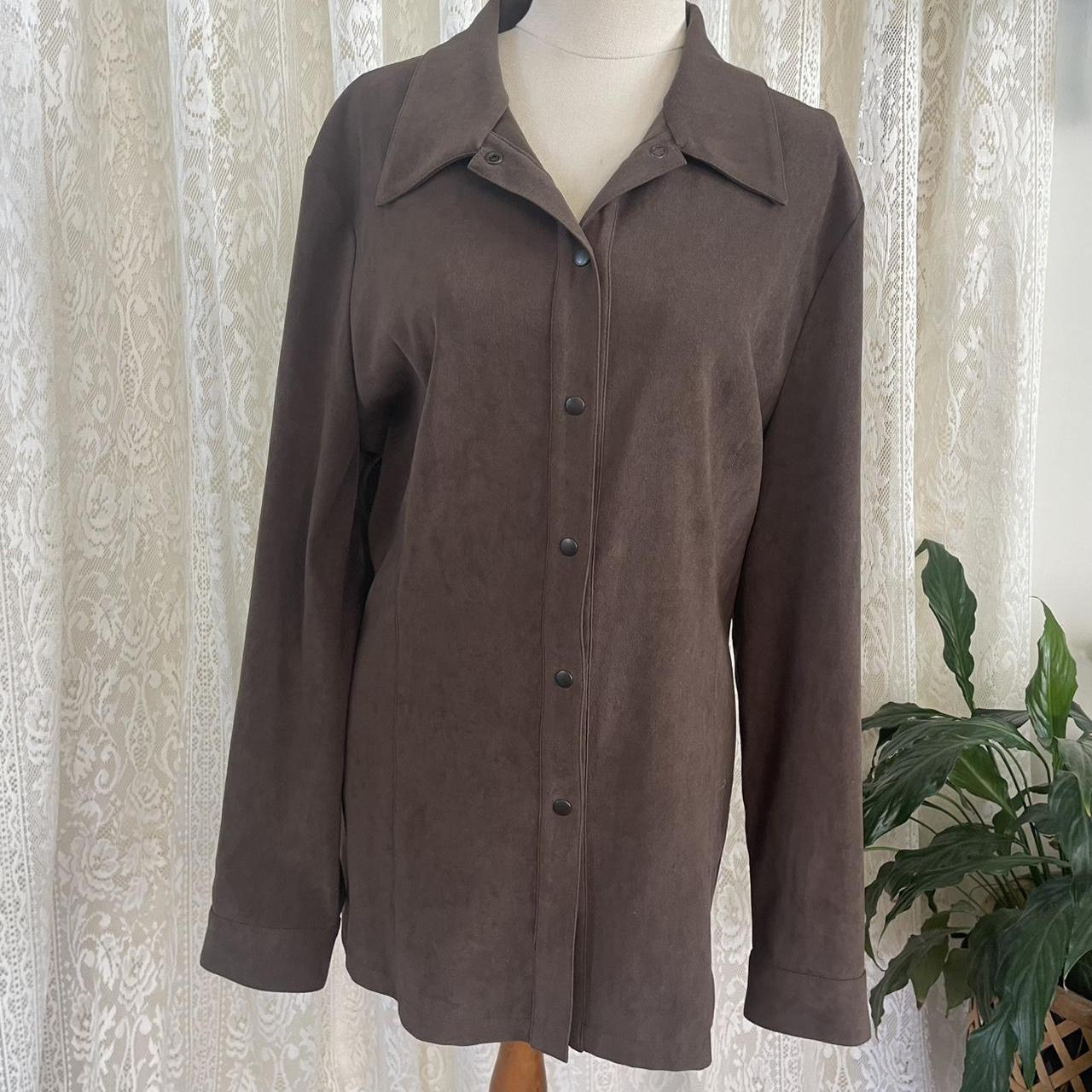 Brown suede look over shirt