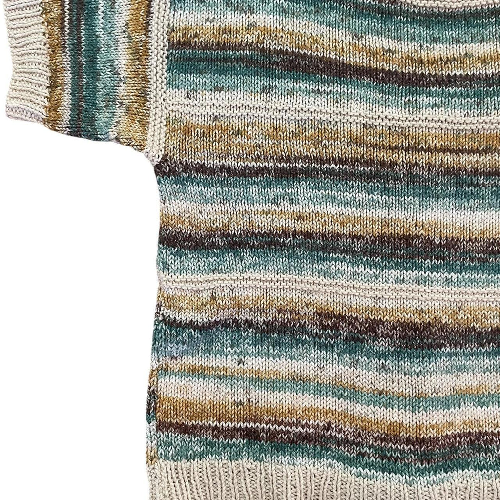 Handmade knitted short sleeve striped top.
