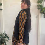 Black Faux Fur Hand Knitted Open Vest
