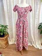Pink Floral Off Shoulder Dress