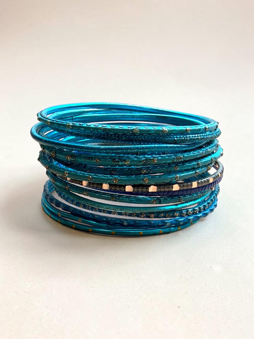 Blue mixed Indian metal bangles