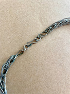 Vintage 1990s Gothic Bib Necklace – Silver Tone Hematite Look Fringe Choker