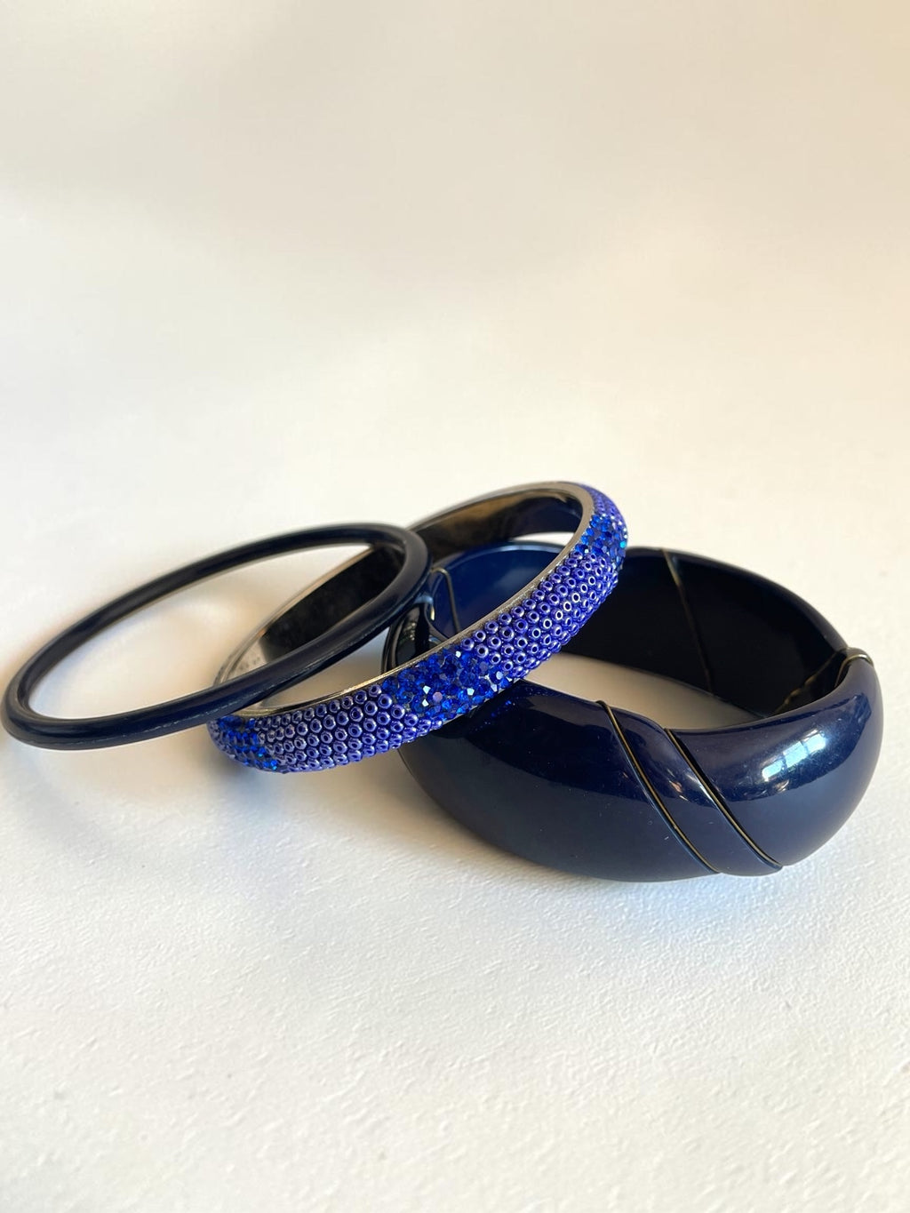 Blue Bangle Stack Set of 3 - Acrylic and Brass mix