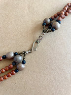 Artisan Wood Bead & Genuine Leather Statement Necklace – Multi-Strand Boho Bib