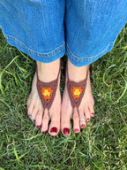 Mojo Moon Handmade 70s Retro Crochet Barefoot Sandals – 100% Cotton