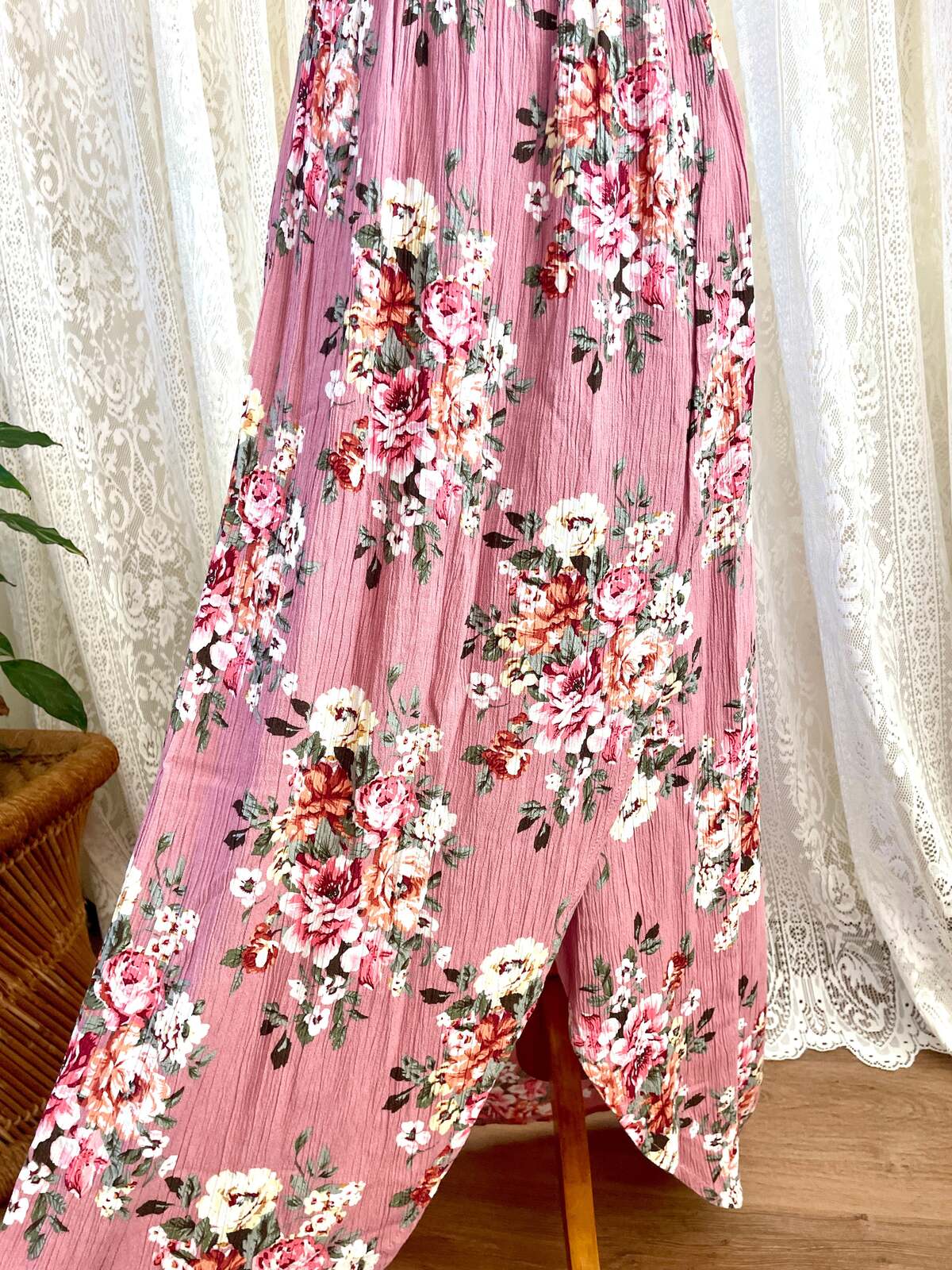 Pink Floral Off Shoulder Dress