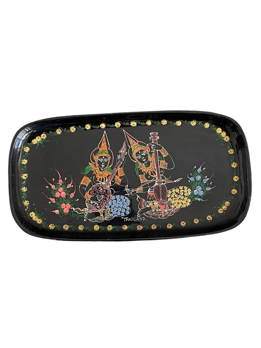 Vintage Handpainted Thai lacquerware plate