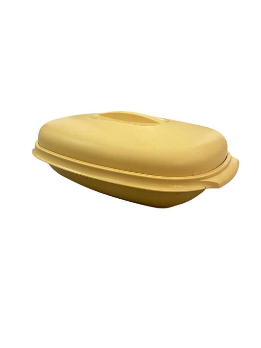 Vintage Tupperware Microwave Steamer in Harvest Gold. 3 piece set